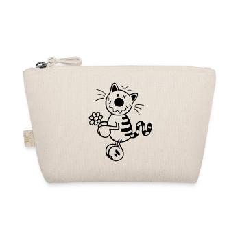 Katze mit Blume - Bio-Täschchen - Natur - Vorne