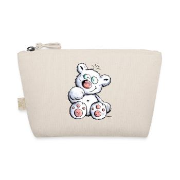 Cute White Teddy Bear - Organic Pouch - nature - Front