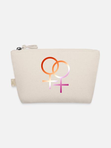Bunter T-Shirt Entwurf des lgbt lesbischen Symbols - Bio-Täschchen - Natur - Vorne