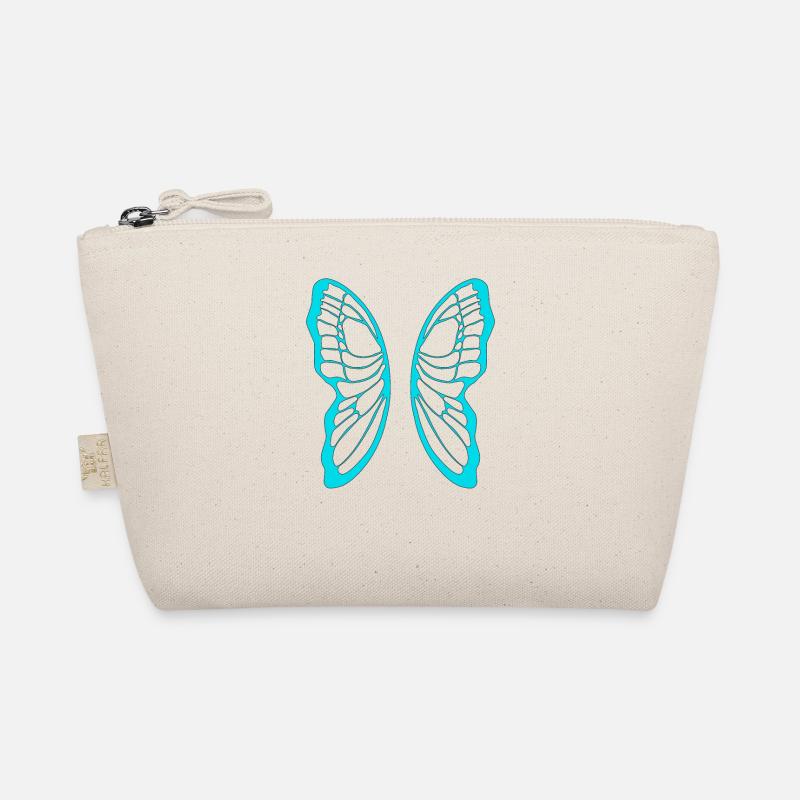 Turquoise butterfly wing pattern on black Organic Pouch