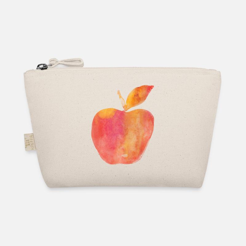 Roter Apfel gemalt Wasserfarben Kunst Aquarell rot - Bio-Täschchen - Natur