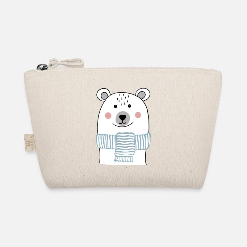Polar bear with a light blue scarf Organic Pouch