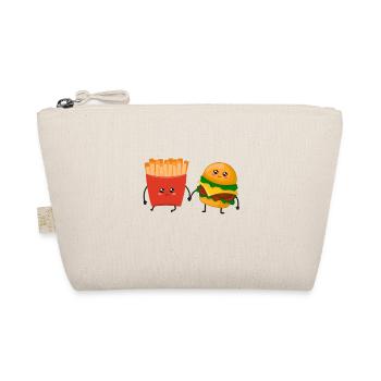Pärchen Geschenk Pommes Burger Fries Süß Lustig - Bio-Täschchen - Natur - Vorne