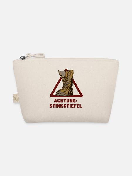 Achtung Stinkstiefel schwarzer Humor - Bio-Täschchen - Natur