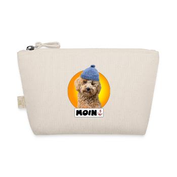 Pudel mit Pudelmütze "Moin" - Bio-Täschchen - Natur - Vorne