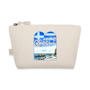 Aquarell VK Küste GR m Herz u Fagge Greece Grieche - Bio-Täschchen - Natur - Vorne