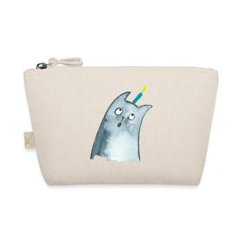 Birthday cat with candle - Happy Birthday - Organic Pouch - nature - Front