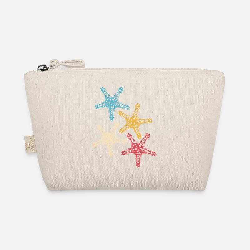 Retro Farben Seestern Tier bunt Meer Silhouette - Bio-Täschchen - Natur