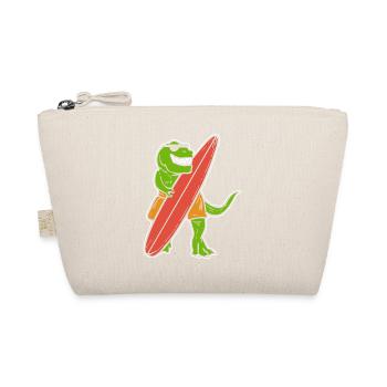 Dino Surfer Surfer Gift - Organic Pouch - nature - Front