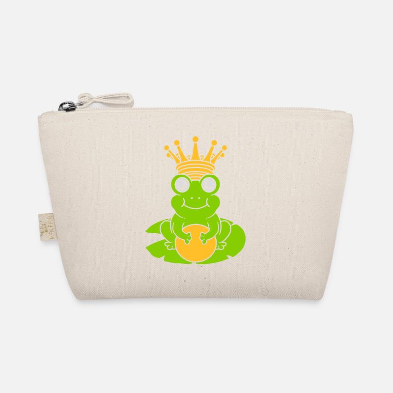 Enchanted Frog King sits water lily Organic Pouch