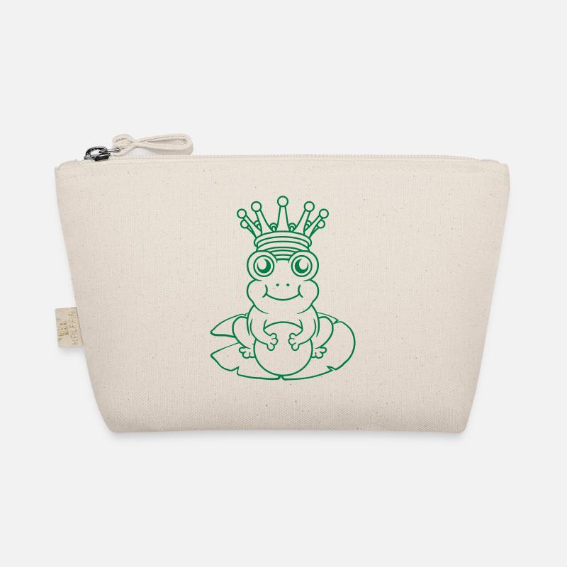 Comic Frog King sits water lily Organic Pouch