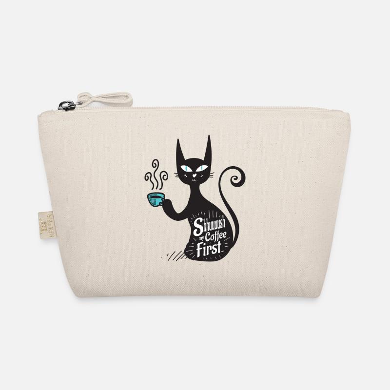 Schwarzer Kaffee und schwarze Katze, Shhh Kaffee zuerst - Bio-Täschchen - Natur
