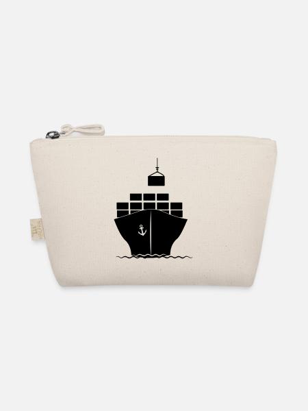 Sea container boat with crane loading - Organic Pouch - nature - Front