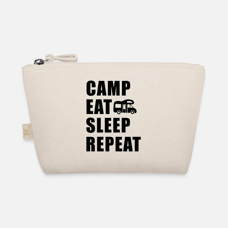 Camp Eat Sleep Repeat motorhome in black - Organic Pouch - nature