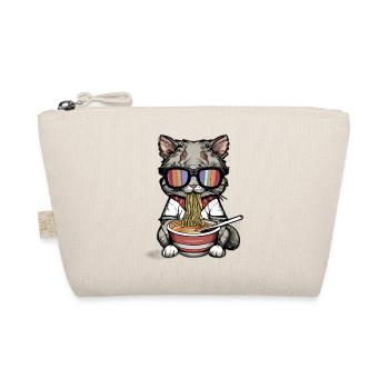 Süße Katze mit Sonnenbrille genießt Ramen Design - Bio-Täschchen - Natur - Vorne