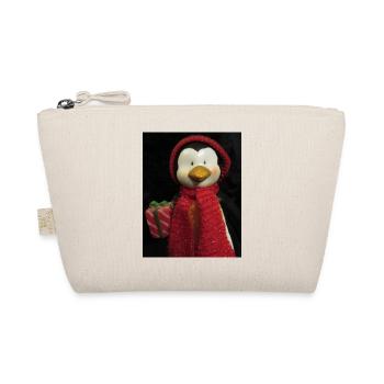 Pingouin avec chapeau, écharpe et cadeau - Trousse biologique - nature - Devant