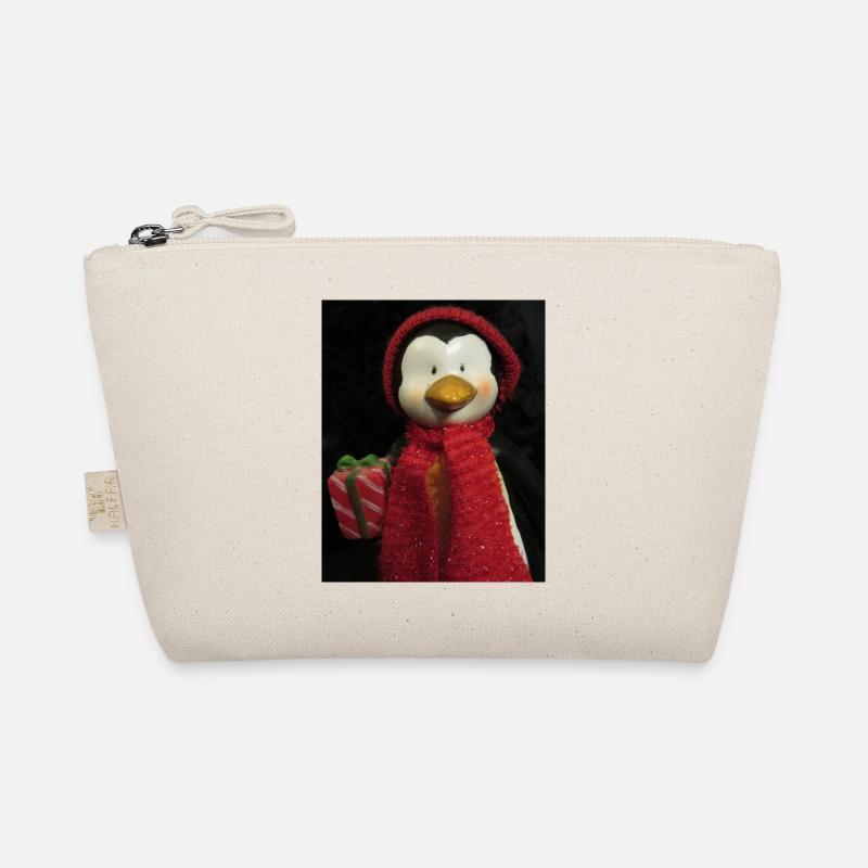 Pinguin mit Hut, Schal und Geschenk Bio-Täschchen