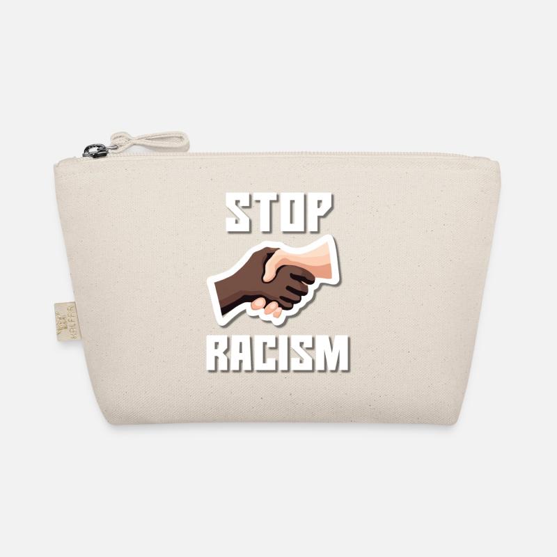 Stop Racism Hand shake White Organic Pouch