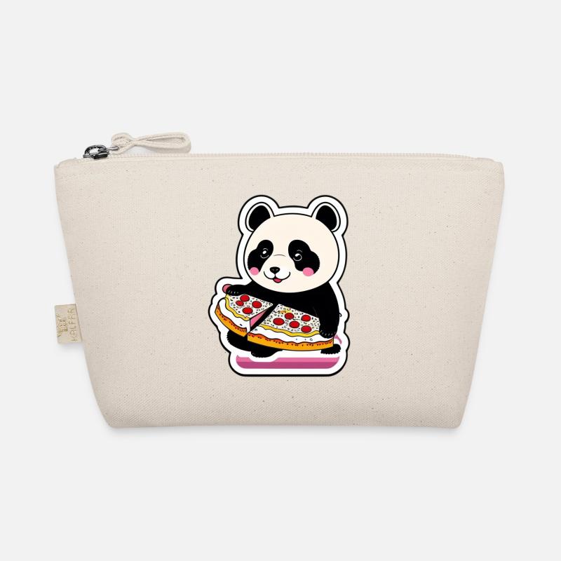 Niedlicher Panda Bär isst eine Pizza Sticker Bio-Täschchen