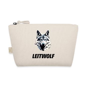 Wolfskopf mit Leitwolf Schriftzug - Bio-Täschchen - Natur - Vorne