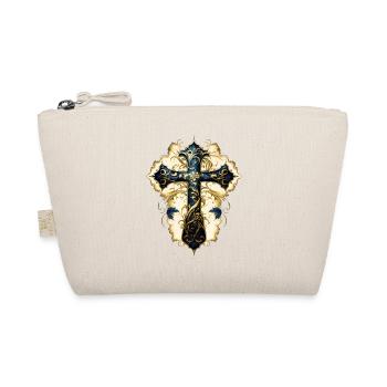 Cross in blue and gold - a symbol of faith - Organic Pouch - nature - Front