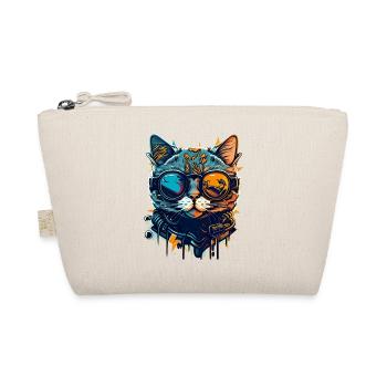 Coole Hipster Haustier Katze mit Sonnenbrille - Bio-Täschchen - Natur - Vorne