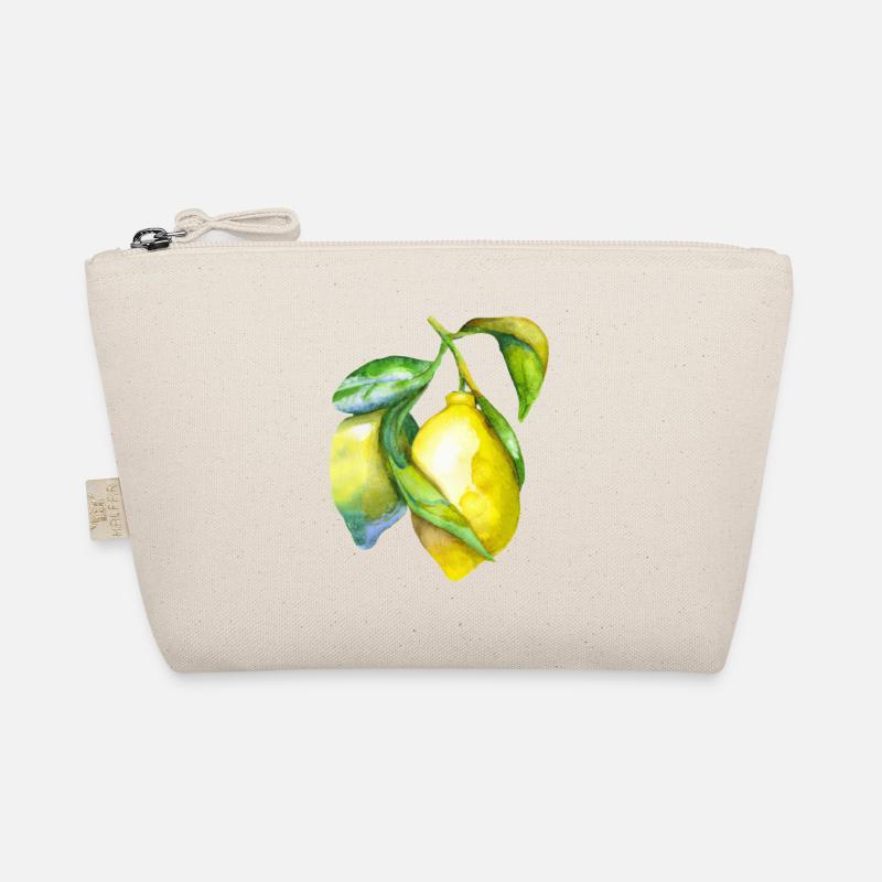 Frische Zitronen-Aquarell - Bio-Täschchen - Natur