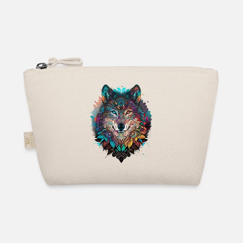 mystical wolf mandala nature - Organic Pouch - nature