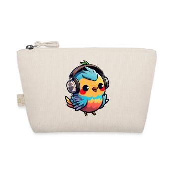 Kawaii Mignon Happy Colorful Bird avec des écouteurs - Trousse biologique - nature - Devant