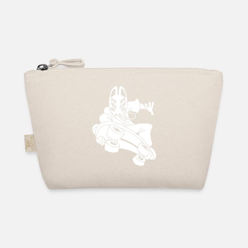 Strange white fox on skateboarding Organic Pouch