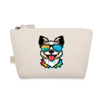 Kawaii Cute Happy Colorful Dog avec des lunettes de soleil - Trousse biologique - nature - Devant