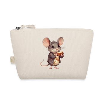 Souris heureuse avec biscuit au chocolat - Trousse biologique - nature - Devant