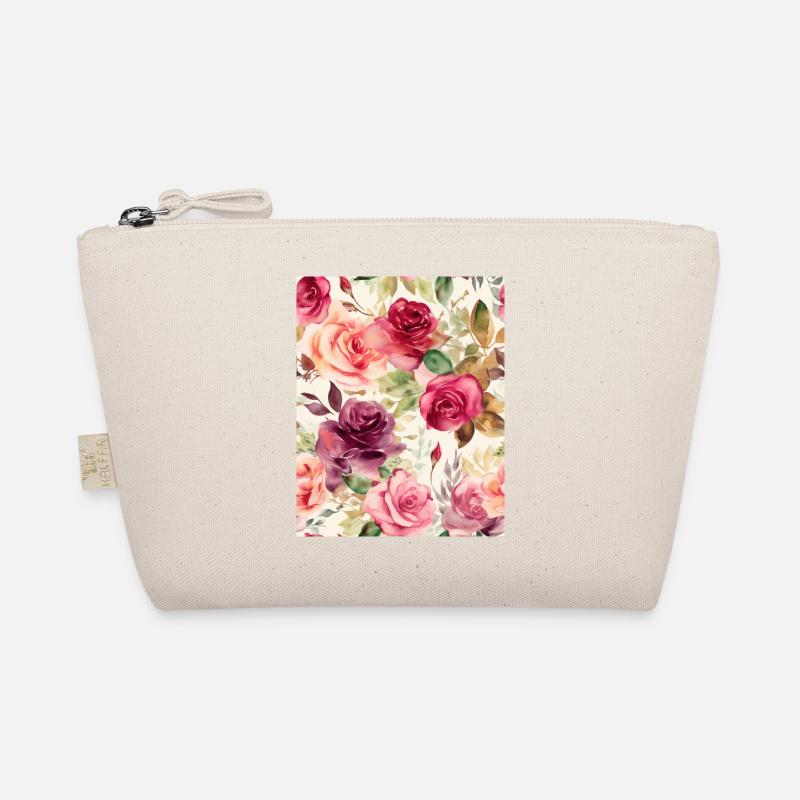Wasserfarben Rose - Bio-Täschchen - Natur