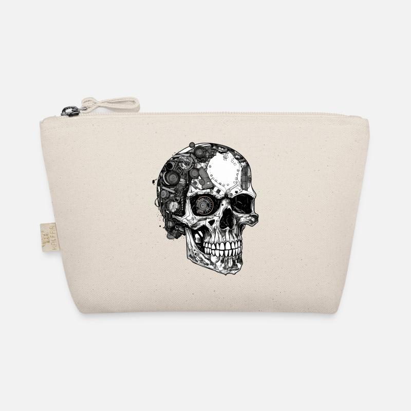 Creepy Machine Skull Skull in Goth Style Organic Pouch