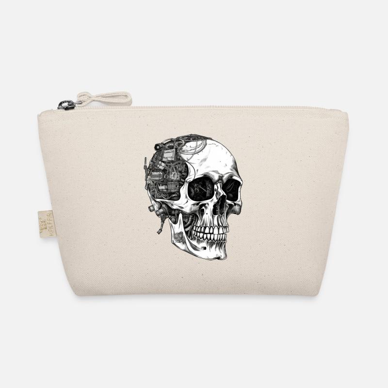 Creepy Machine Skull Skull in Goth Style Organic Pouch
