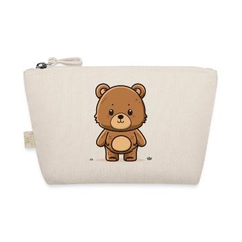 Cute little brown teddy bear illustration - Organic Pouch - nature - Front
