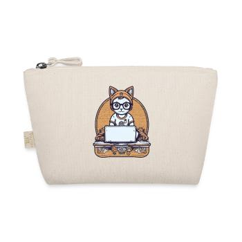 Techy Cat at Desk - Organic Pouch - nature - Front