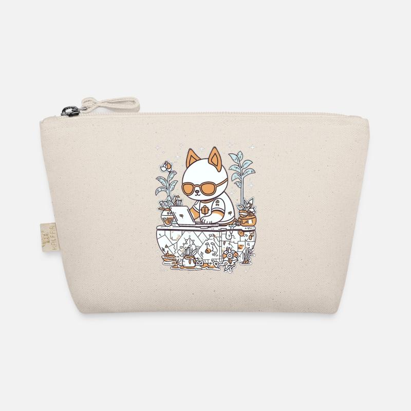 Kawaii Katze am gemütlichen Schreibtisch Bio-Täschchen