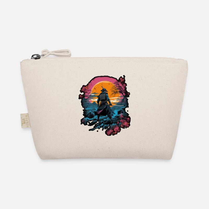 Chinese Warrior emerging from sunset, vector - Organic Pouch - nature