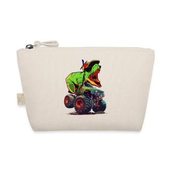 Monstertruck mit Dino T-Rex Dinosaurier Geschenk - Bio-Täschchen - Natur - Vorne