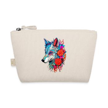 Wolf with Flowers Girls - Organic Pouch - nature - Front