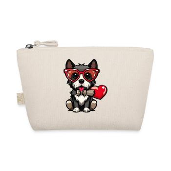 Chien amour avec un coeur - Trousse biologique - nature - Devant