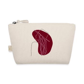 "Lady with Hat", Boho Line Art Design, "Faces" - Organic Pouch - nature - Front