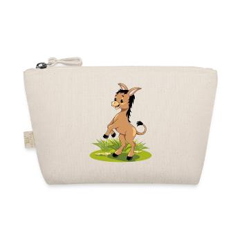 Happy dancing brown donkey on the lawn - Organic Pouch - nature - Front