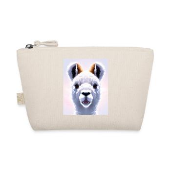 super cute white alpaca painting fluffy animal - Organic Pouch - nature - Front