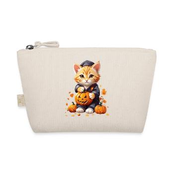 Cute cat with pumpkin - Organic Pouch - nature - Front