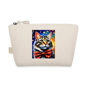 cute cat with bow tie kitty portrait oil painting - Organic Pouch - nature - Front