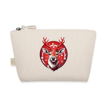 Reindeer with Christmas baubles - Organic Pouch - nature - Front