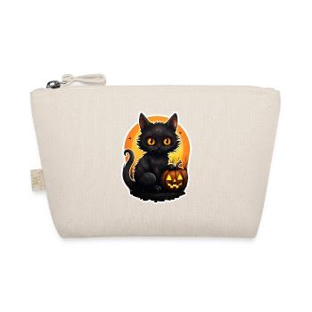 Chat noir d’Halloween avec citrouille - Trousse biologique - nature - Devant