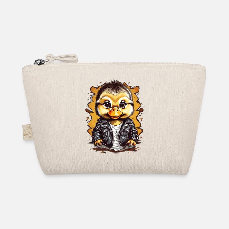 Cute duck with leather jacket Organic Pouch